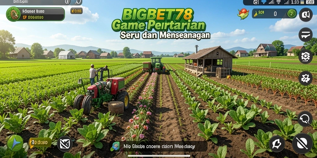 Tampilan menarik dari gameplay BIGBET78 yang penuh warna dan aktivitas pertanian.