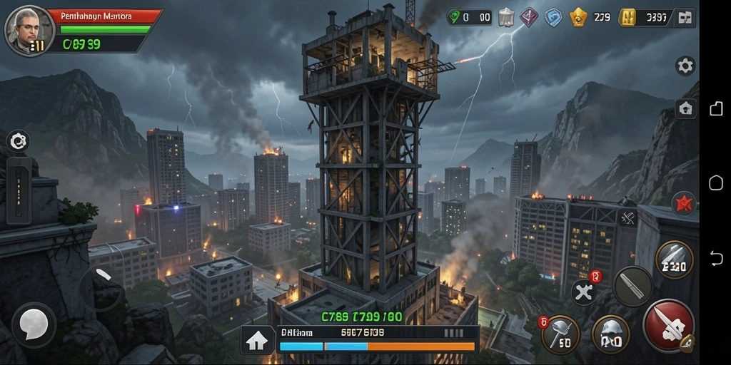 Tangkapan layar C789 menampilkan aksi mendebarkan dalam Tower Defense.