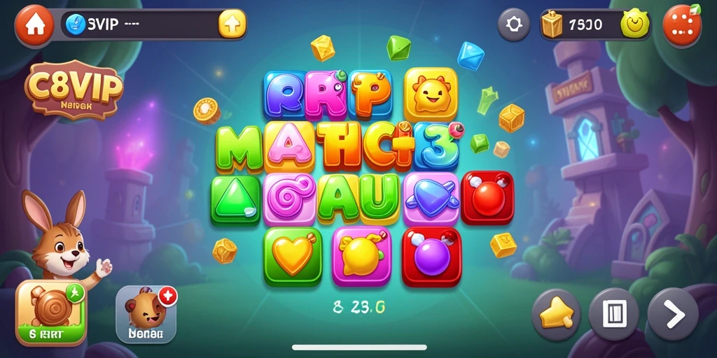 Screenshot gameplay C8VIP dengan tantangan Match-3 yang mengasyikkan.