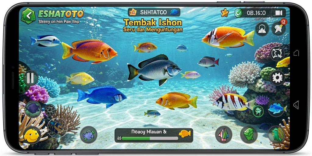 Screenshot ESHATOTO menampilkan aksi menembak ikan yang mengasyikkan.