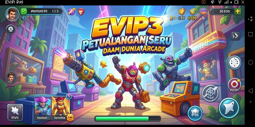 Tampilan gameplay seru dalam EVIP3 dengan warna-warni yang menarik.