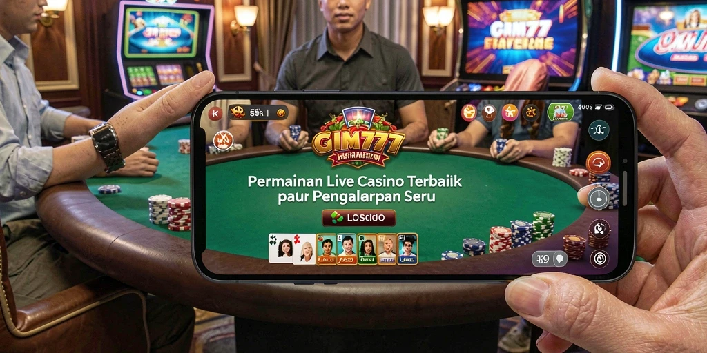 Screenshot gameplay GIM777 menampilkan suasana kasino langsung yang mengasyikkan.