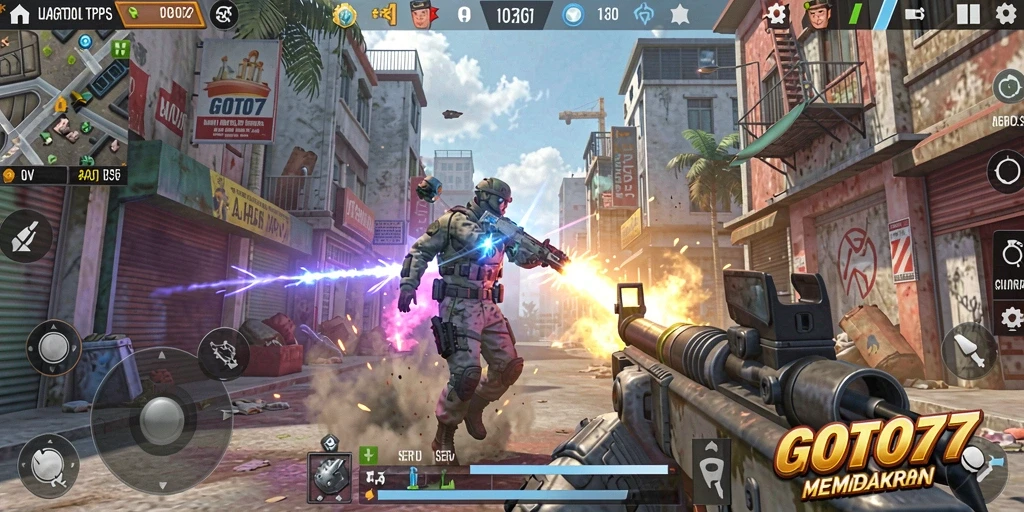 Tampilan gameplay GOTO77 yang mendebarkan di arena pertempuran.