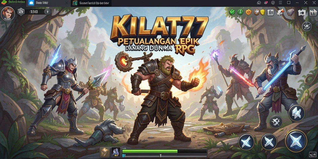 Tangkapan layar KILAT77 menampilkan pertarungan seru dalam petualangan RPG.