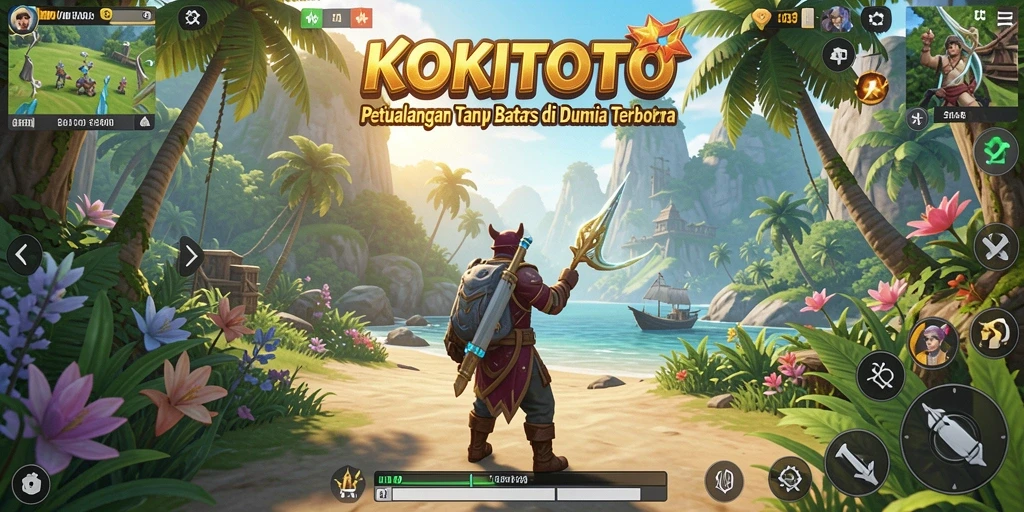 Tampilan gameplay KOKITOTO yang menawan di dunia terbuka.