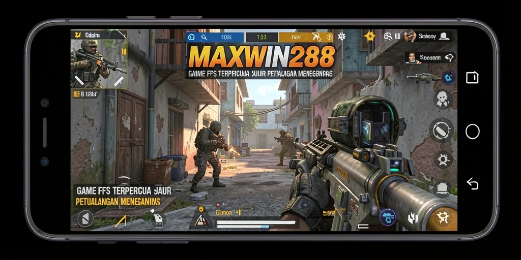 Screenshot utama MAXWIN288 menampilkan aksi pertempuran yang menegangkan dalam game FPS.