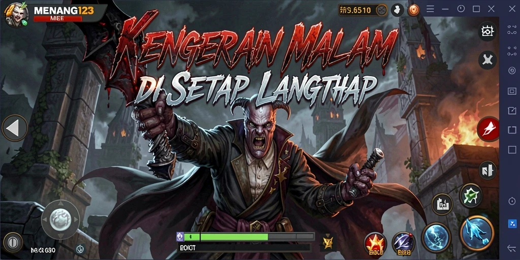 Tampilan gameplay <strong>MENANG123</strong> yang menakutkan dan mendebarkan.