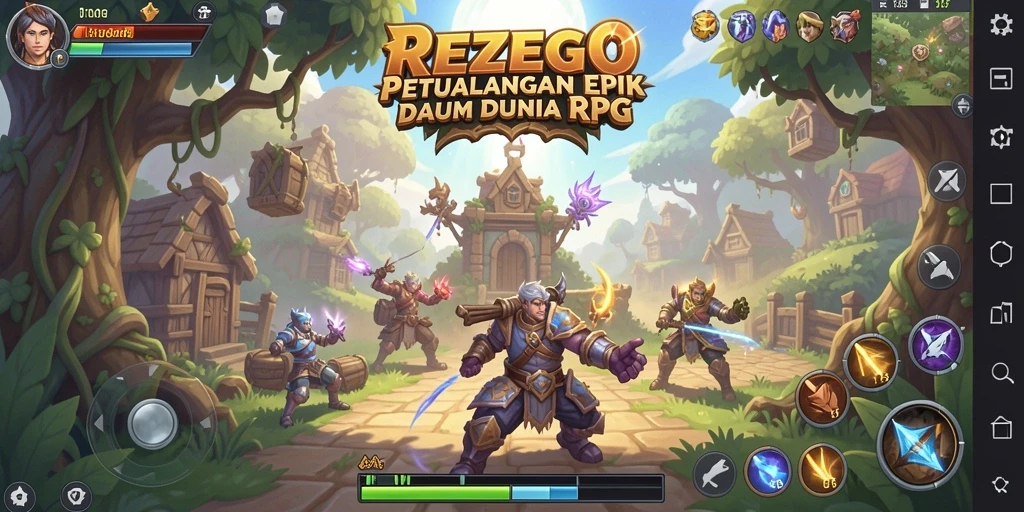 Tangkapan layar utama menampilkan aksi pertempuran seru dalam REZEGO.
