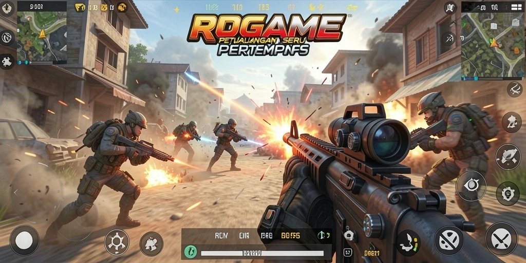 Screenshot gameplay RPGAME menunjukkan aksi tembakan intens.