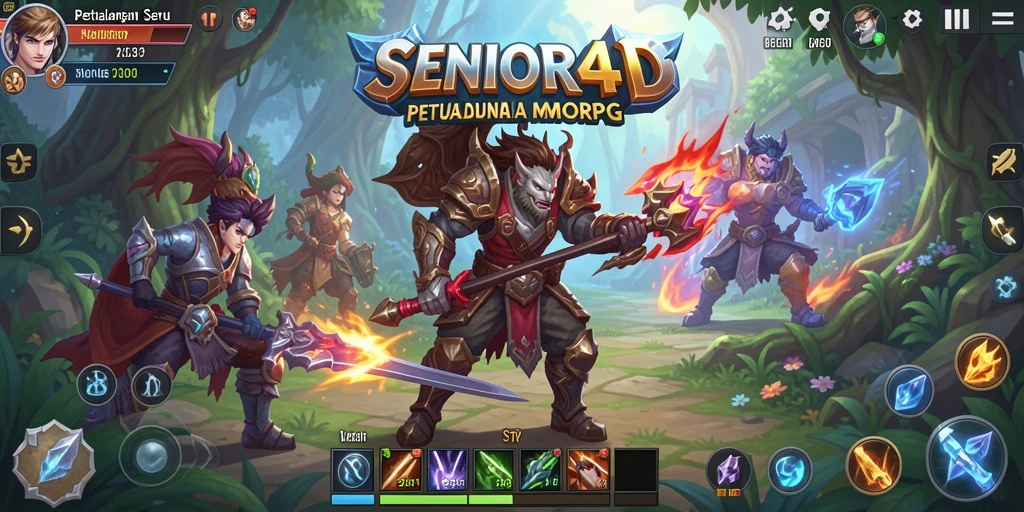 Screenshot gameplay <strong>SENIOR4D</strong> yang menunjukkan pertarungan epik antara karakter pemain.