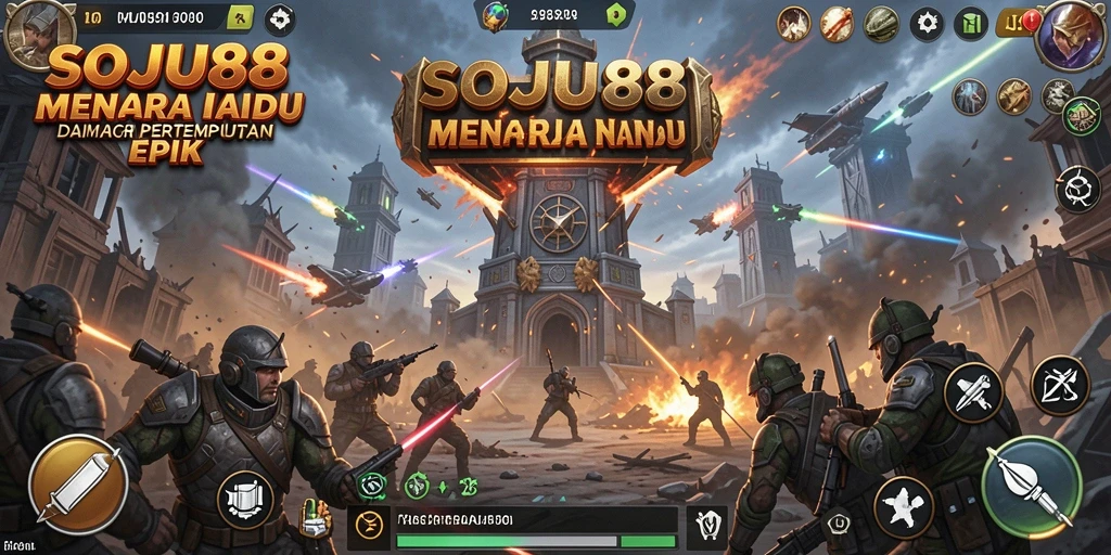 Tampilan menegangkan dalam strategi permainan Tower Defense.