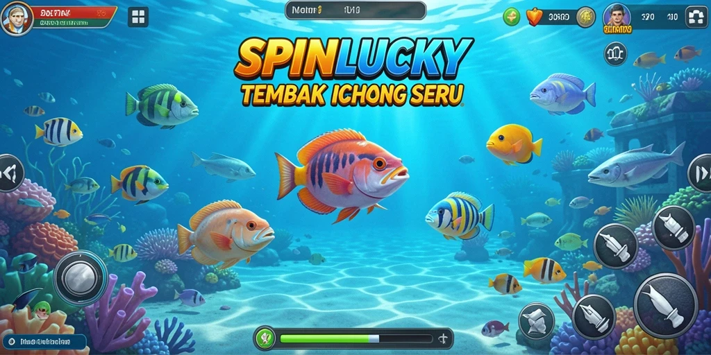 Tampilan gameplay SPINLUCKY yang menyenangkan saat menangkap ikan.