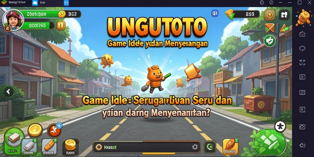 Gameplay UNGUTOTO yang menampilkan kemajuan dalam permainan Idle.