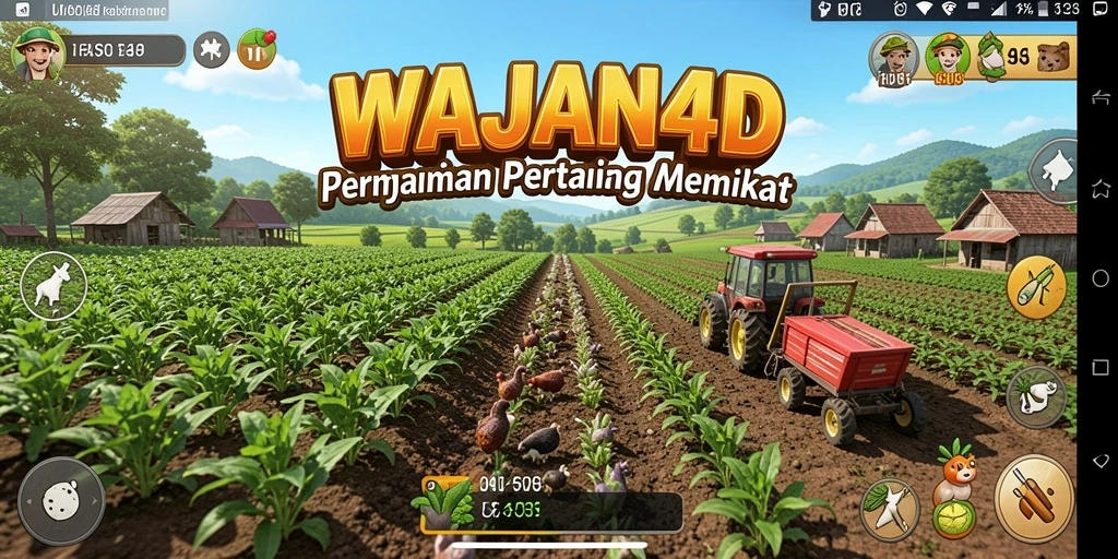 Screenshots gameplay WAJAN4D menampilkan aktivitas bertani yang menarik.