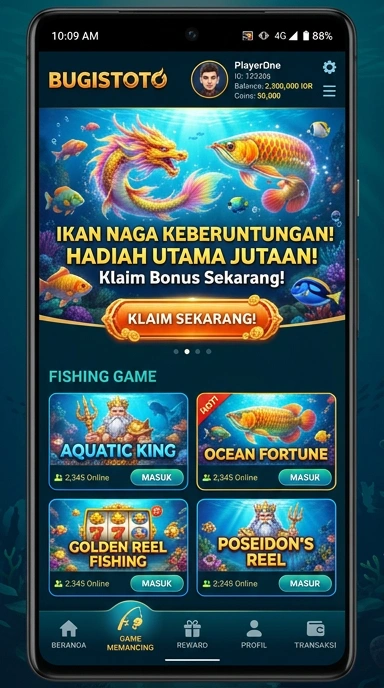 Tampilan antarmuka bugistoto yang sederhana dan menarik.